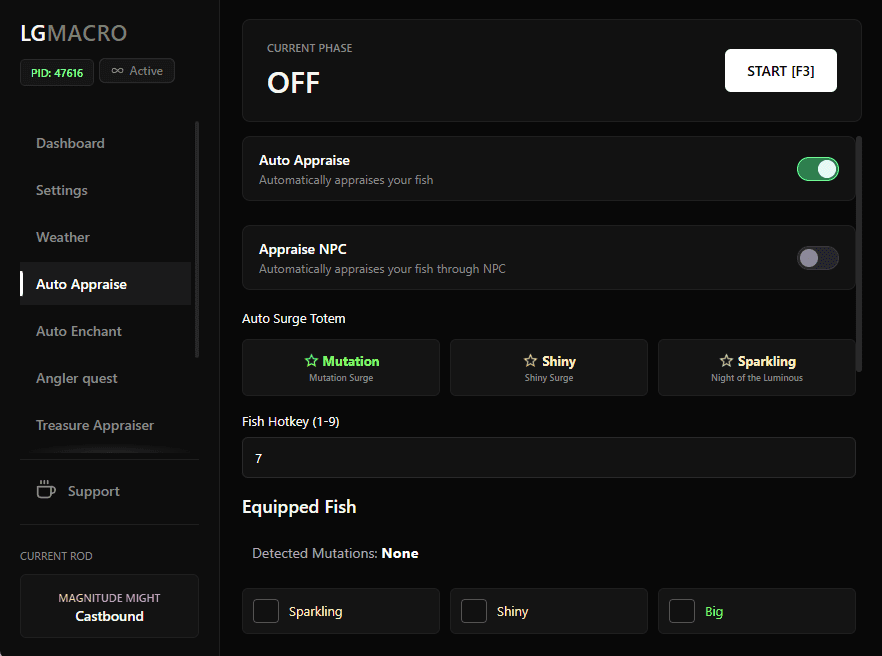 Settings panel