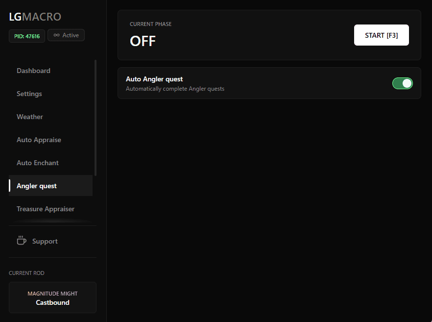 Settings panel